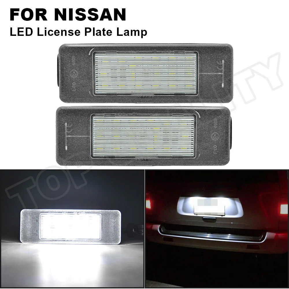 

LED License Plate Light For Nissan Qashqai J11 Primera P12 Pathfinder R51 X-Trail T31 Juke F15 Micra Versa Navara
