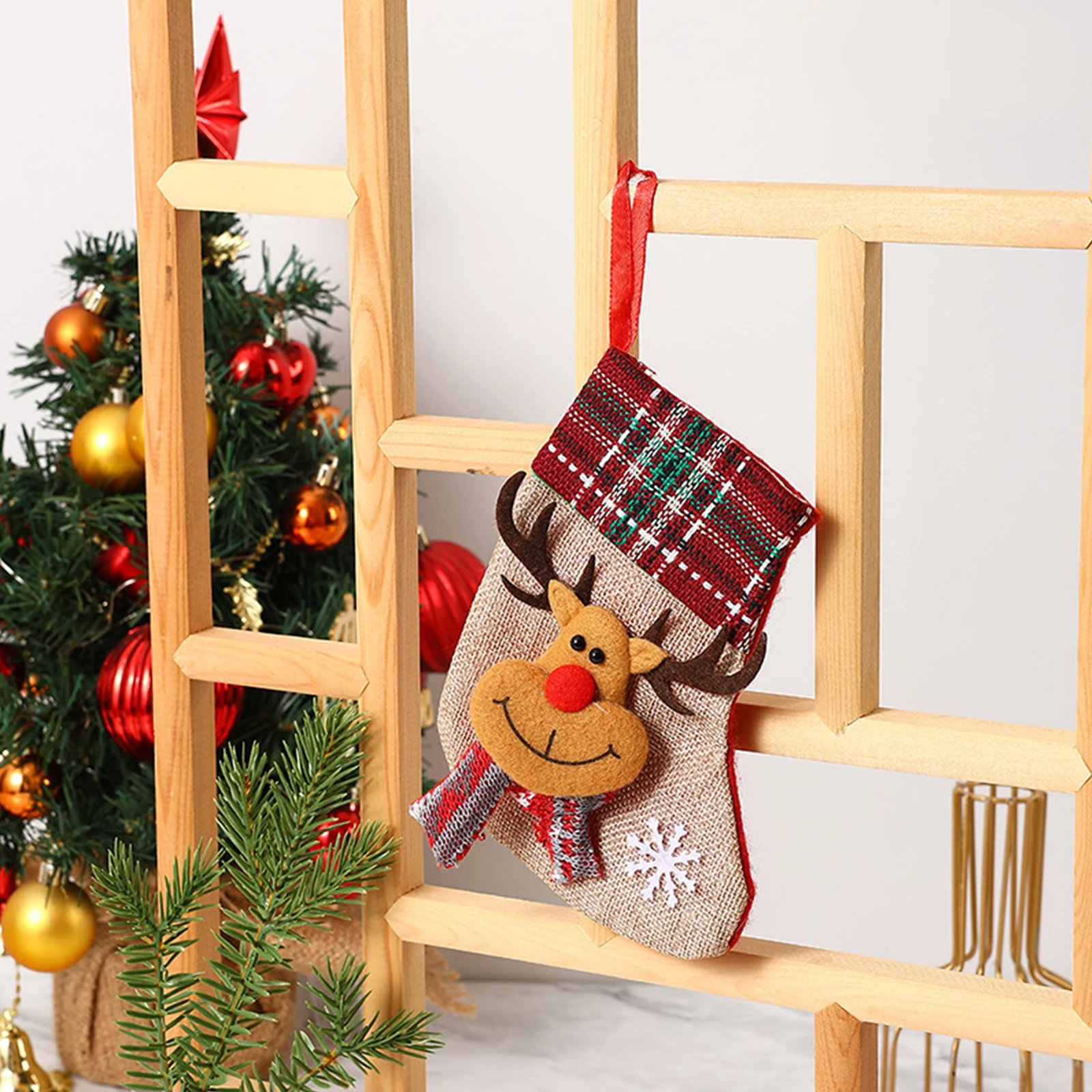 Новогодние чулки 2025 Фотосумка милый Санта/Снеговик/Лось/медведь украшение для