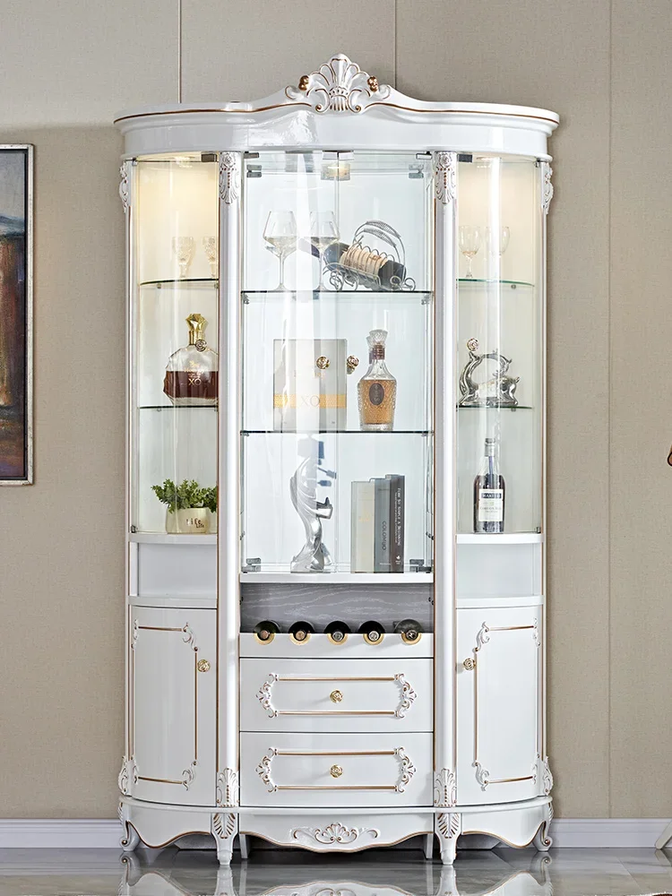 Четырехдверный винный шкаф полукруглое изогнутое стекло для украшения гостиной