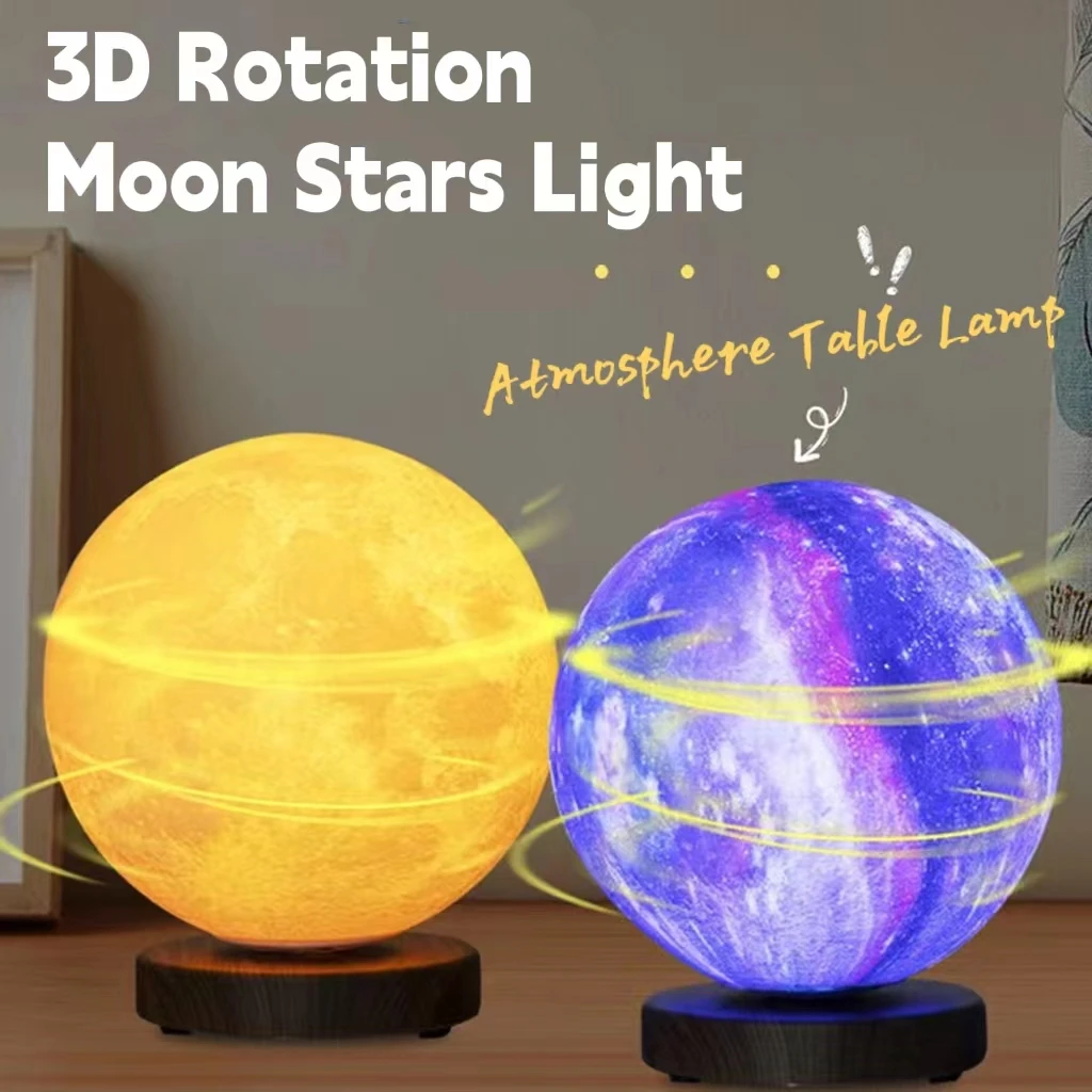 Ночник-Луна с вращением на 360 ° тройная атмосфера прикроватная Настольная лампа