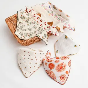 Imported Baby Cotton Bibs Triangle Soft Lace Burp Cloth Saliva Towel Apron Bandana Scarf for Boys Girls Feedi