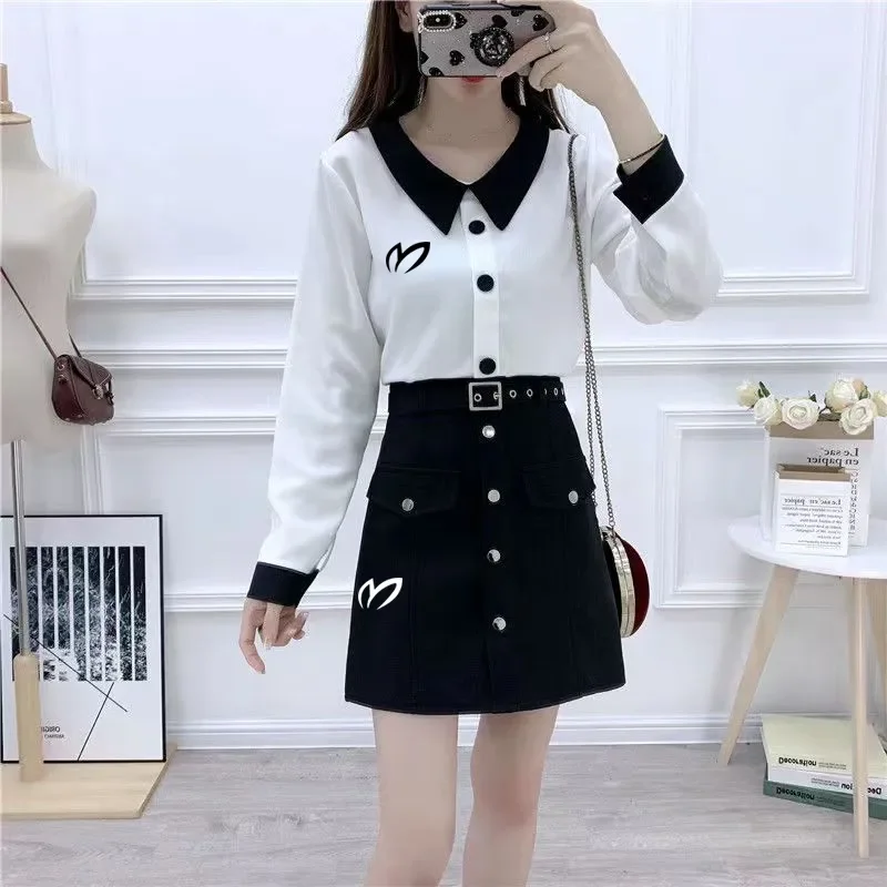 

2023 New Fashion Women's Golf Long Sleeve Shirt Half Body Short Skirt Set Fashion Spring and Autumn Women's Golf Two Piece Set