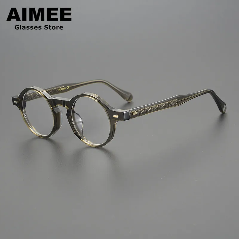 Винтажные круглые ацетатные очки в японской оправе ручной работы для мужчин и