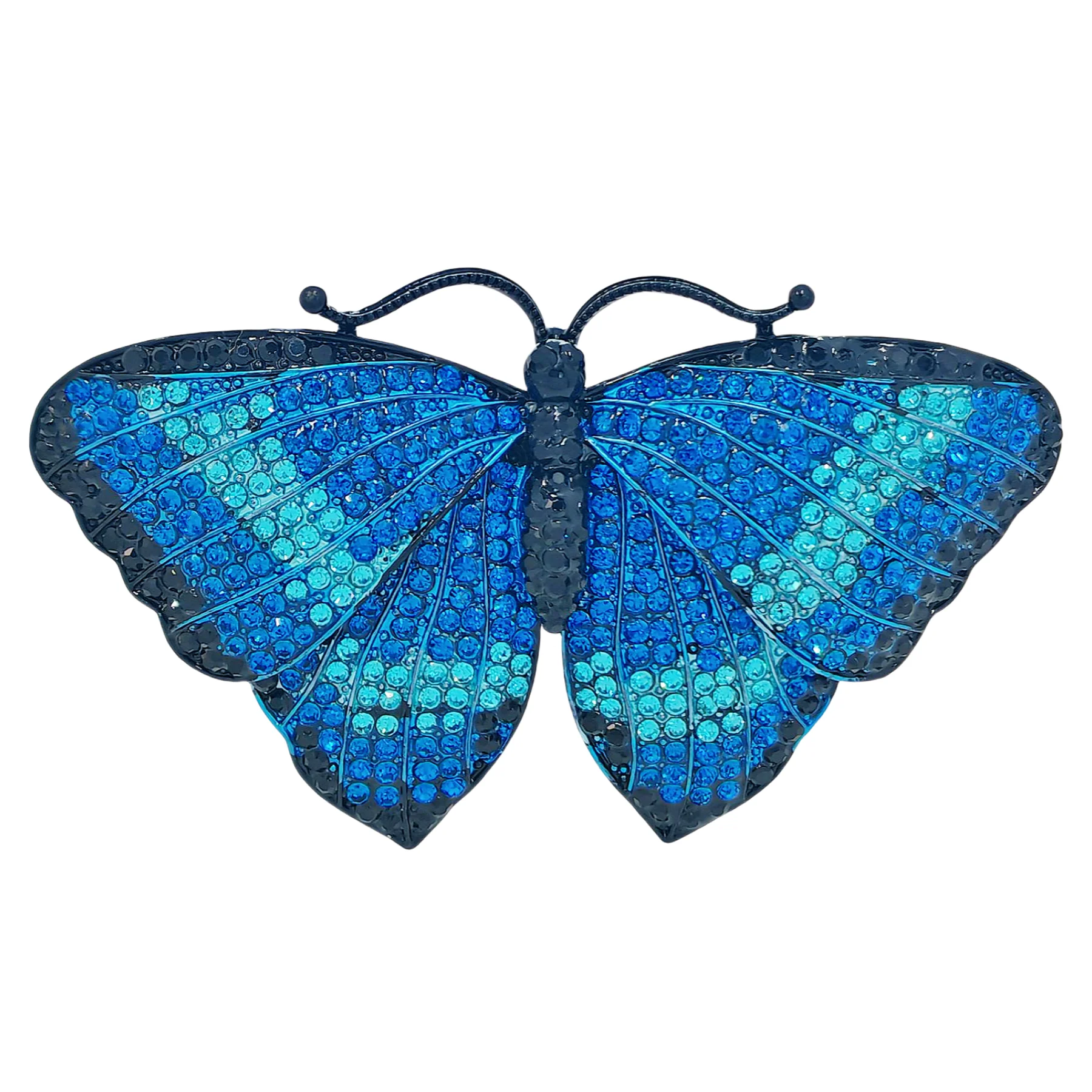 Великолепная брошь-бабочка Morpho с синими кристаллами и стразами бижутерия
