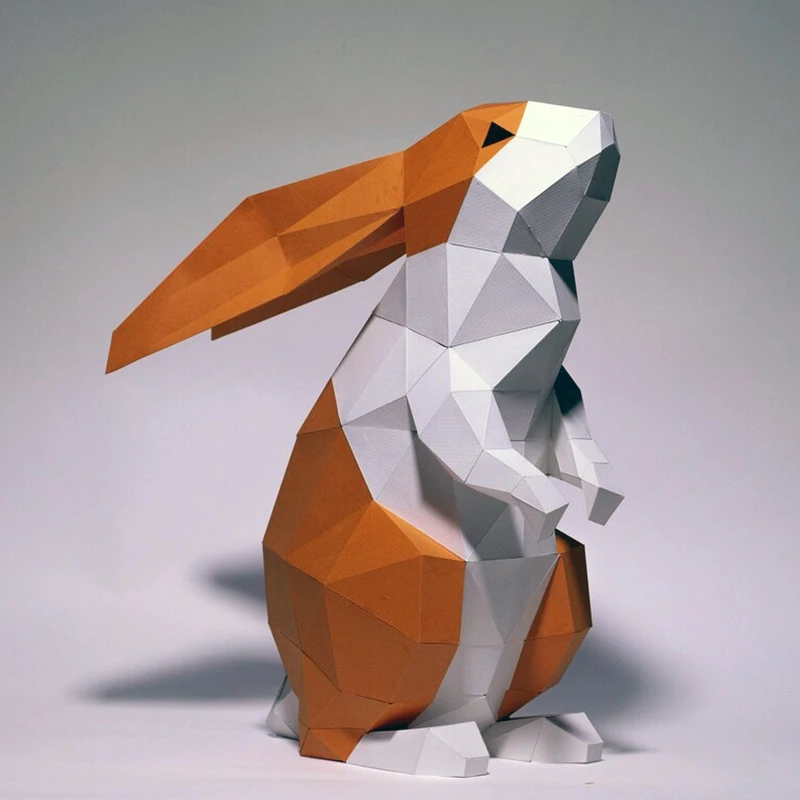 

Низкая поли 3D бумажная модель ручной работы 43 см мультяшный кролик Сделай Сам бумажная поделка домашний декор настольное украшение Пазлы фотография искусственная