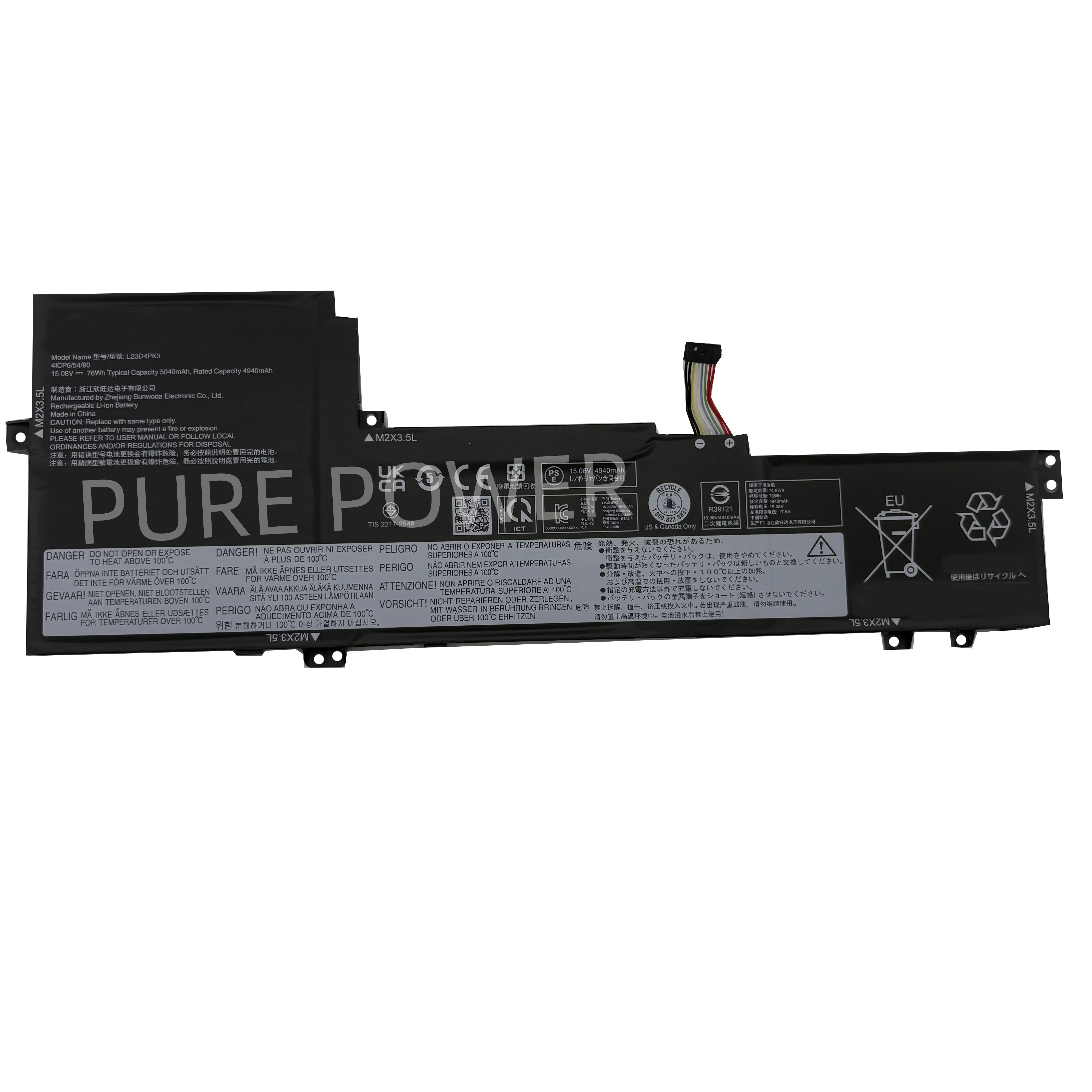 Фото Новый аккумулятор для ноутбука L23D4PK3 15.08V 76WH 5040mAh высокого качества для Lenovo IdeaPad Slim 5 16IRU9 16IMH9 16AHP9 №2