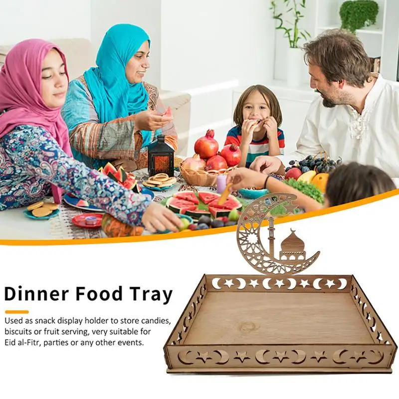 

Wooden Eid Food Tray Table Muslim Party Decor Eid Ramadan Mubarak Gifts Eid Al Adha Dessert Fruit Tray Creative Holiday Decor