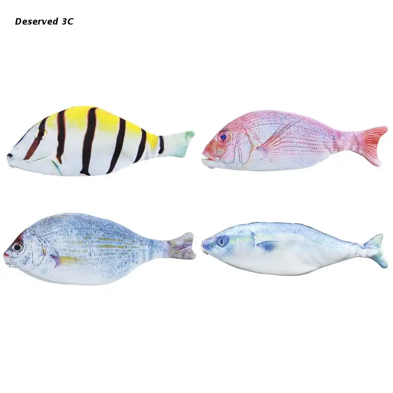 

R9CB Funny Pencil Bag Cute Fish Pen Pouch Large Capacity Stationery Bag for Students