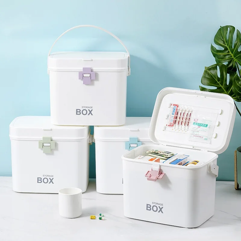 

Household Portable Medicine Box Multi-functional Storage Box Plastic Household Medical Box Dormitory PP First Aid Box