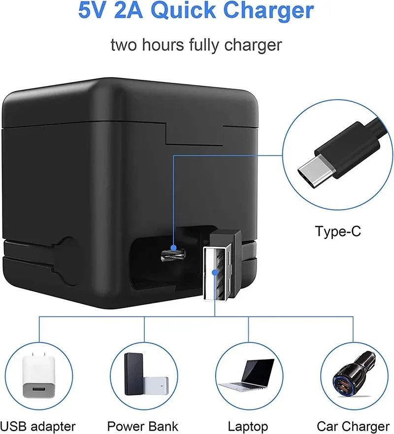 Зарядное устройство GoPro 5 6 7 8 с USB и Type-C
