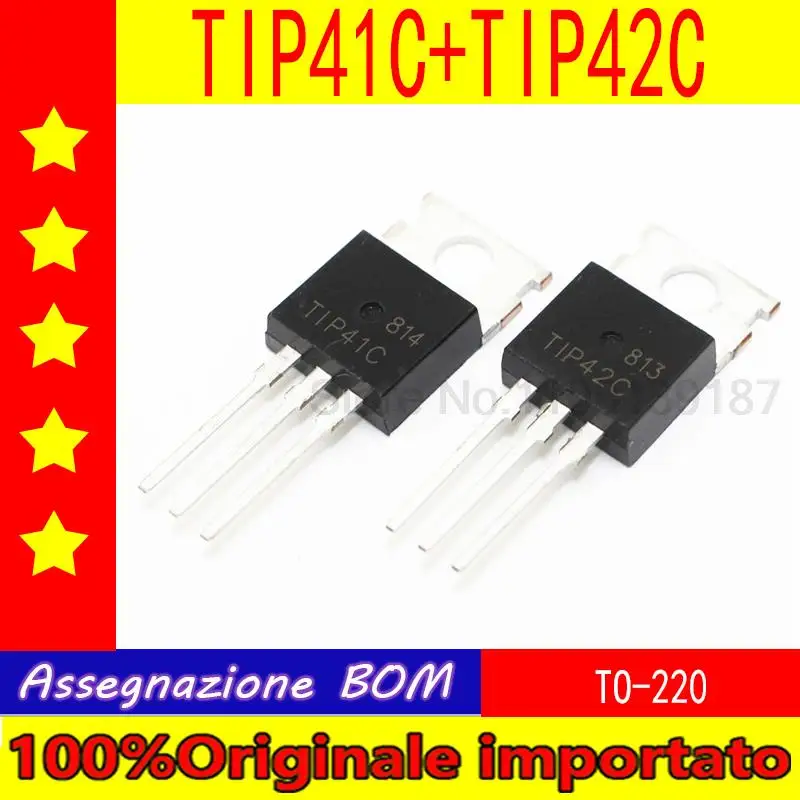 

10 pairs of TIP41C TIP42C TIP41 TIP42 TO-220 Darlington power transistor on tube 6A 100V
