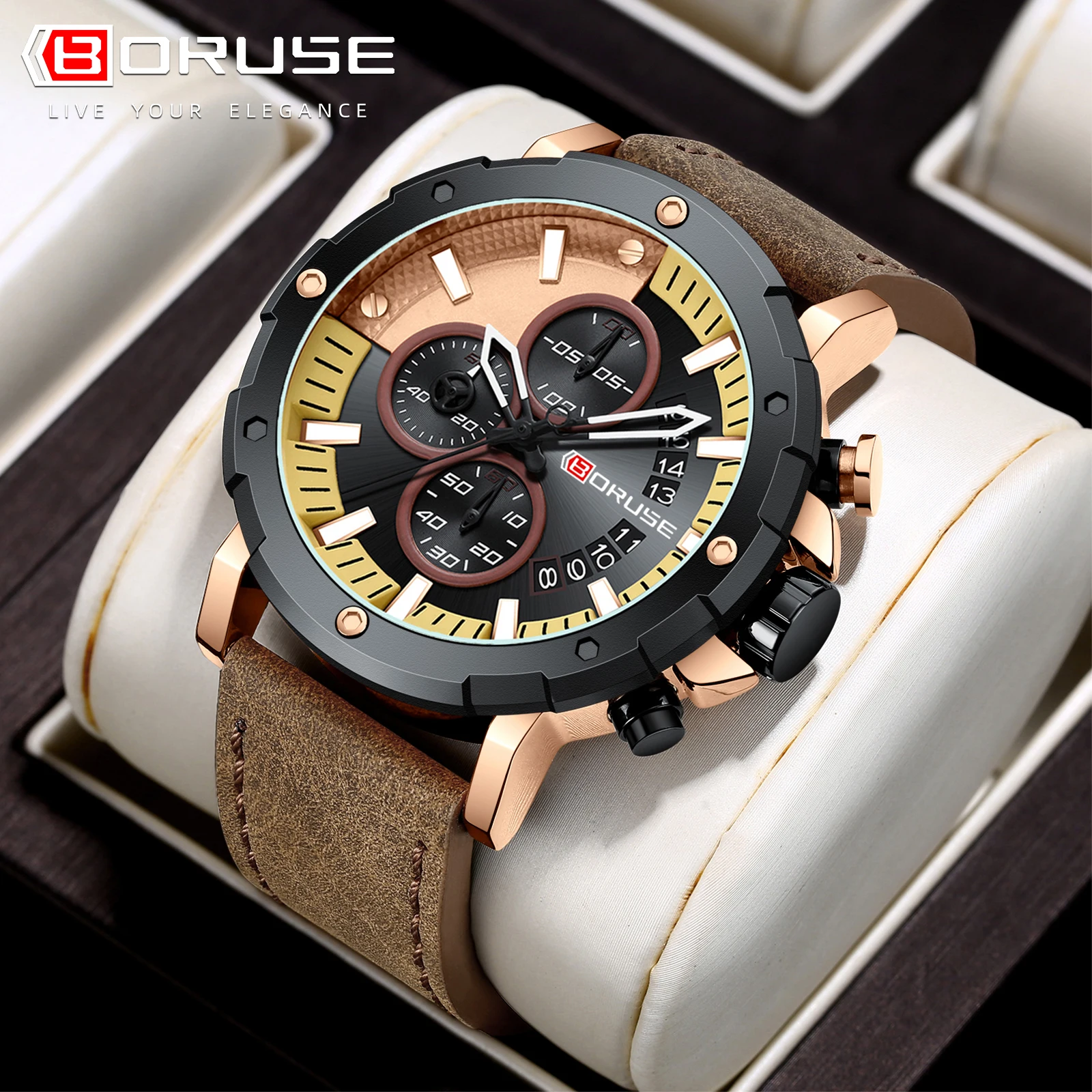 Мужские наручные кварцевые часы BORUSE