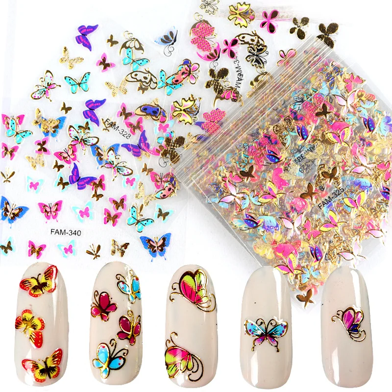 

30 листов 3D цветная фольга в форме бабочки Горячий бренд штамповка самоклеящиеся ювелирные изделия ногти Роскошные Наклейки абстрактные ге...