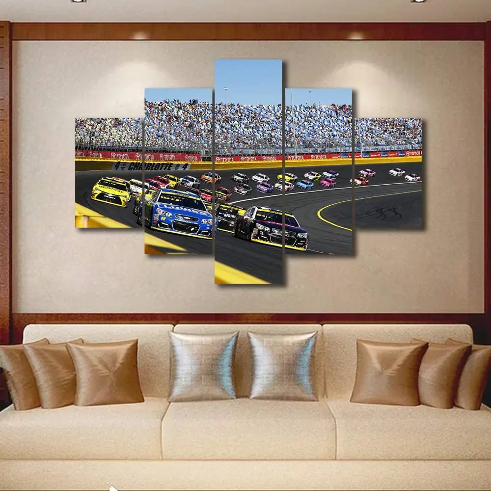 

No Framed Canvas 5Pcs Charlotte Motor Speedway Track of Race F1 Wall Art Posters Pictures for Living Room Home Decor Paintings