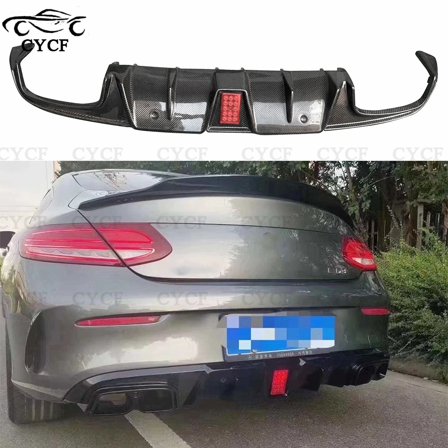 

Высококачественный задний диффузор из углеродного волокна, разделитель заднего бампера, крышка диффузора, отделка для Mercedes Benz C класса, двухдверного автомобиля W205