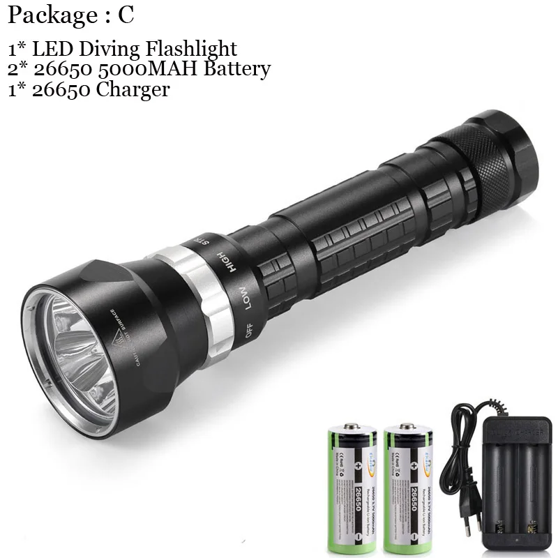 

Фонарик Ekaiou 4xXHP50 для дайвинга желтый/белый