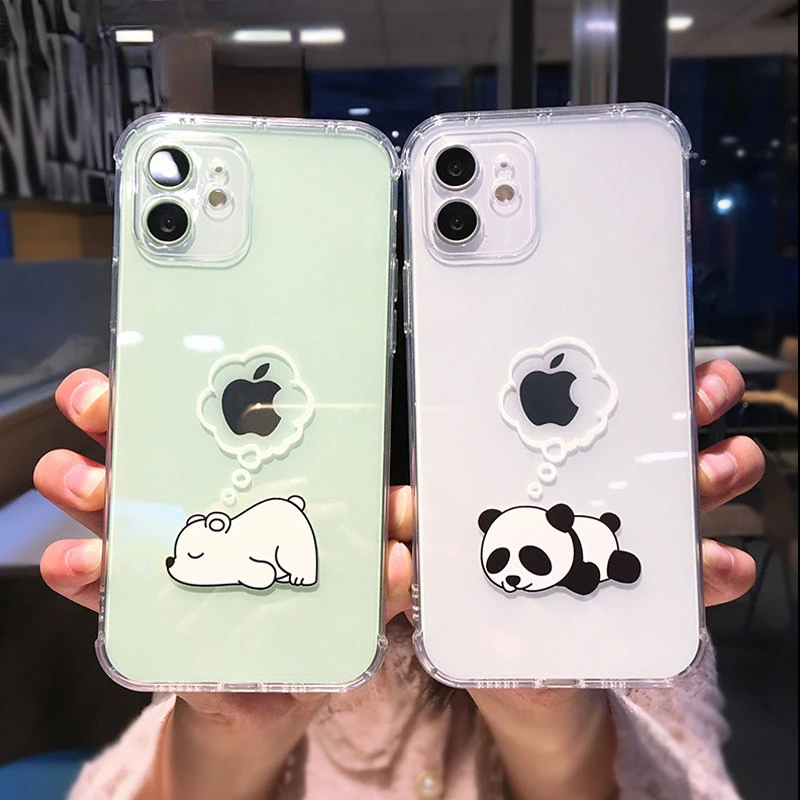 

Original For iPhone X XS XR 7 8 Plus Animal Phone Case For iPhone 11 12 13 Pro Max Clear Shockproof Lens Protection