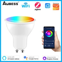 zigbee wifi tuya smart led light bulb gu10 5w rgb dimmable lamp rgbcw lights remote control work with alexa google home alice