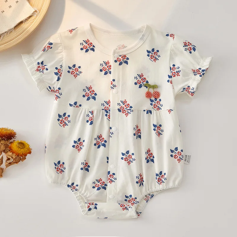 

Baby Clothes Triangle Crawling Clothes Buttocks Pure Cotton One Piece Clothes Summer Thin Women's Baby Rompers Newborn Clothes