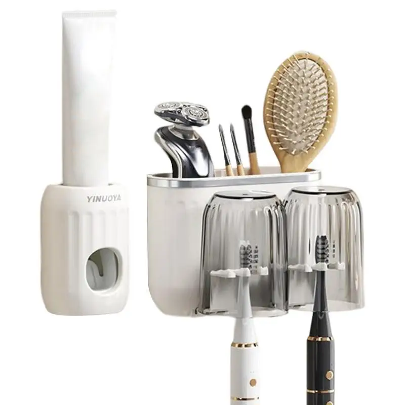 

Wall Toothbrush Holder Toothbrush Rack Toothpaste Holder Organizer Punch Free Toothbrush Hanger Toothbrush Storage Organizer For