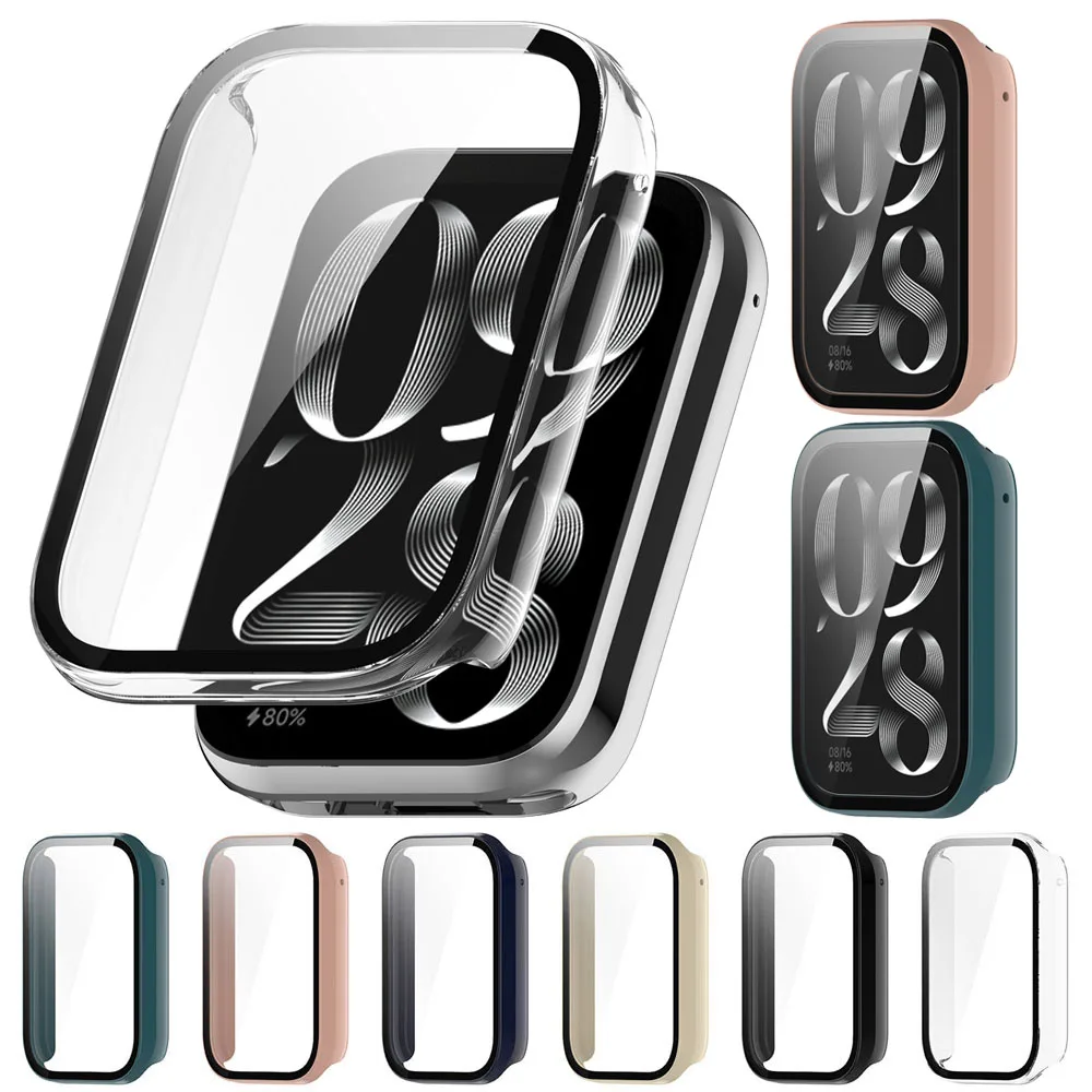 Чехол 2-в-1 Xiaomi Band 8 Pro со стеклянной линзой и твердым поликарбонатным корпусом