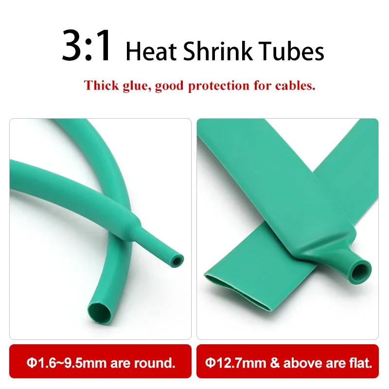 1/5/10 м 3:1 зеленая термоусадочная оболочка 1 6/2 4/3 2/4 8/6 4/7 9/9 5/12 7/15 4/19 1/25 4/30/39 мм клеевая