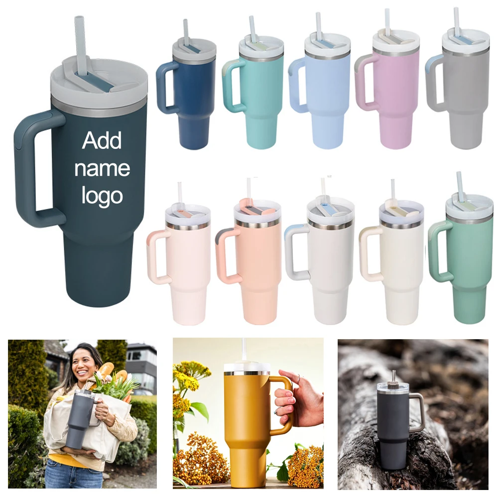 Straw Vacuum Thermos Cup Large Capacity Travel Car Coffee Mu