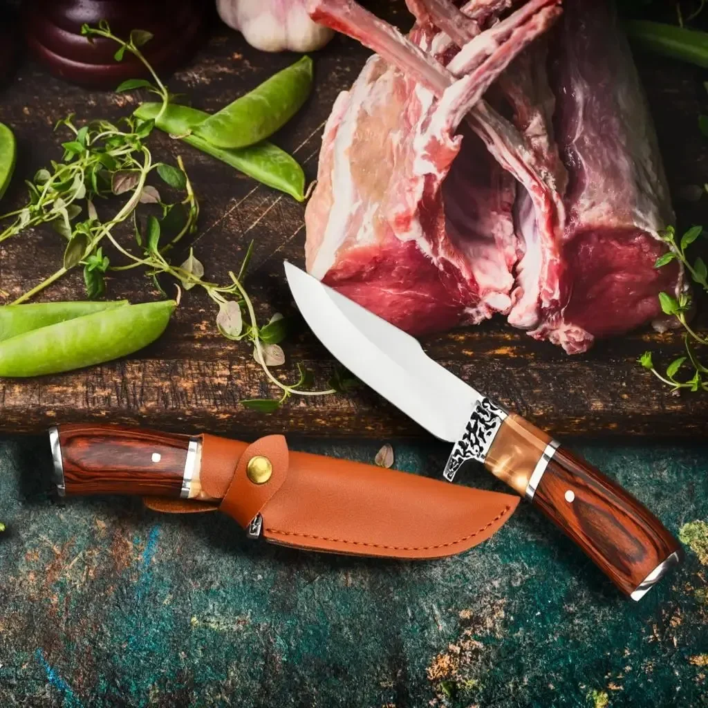 Фото Острый нож для мяса из нержавеющей стали с деревянной ручкой, кухонный нож для фруктов, нож для кемпинга №3