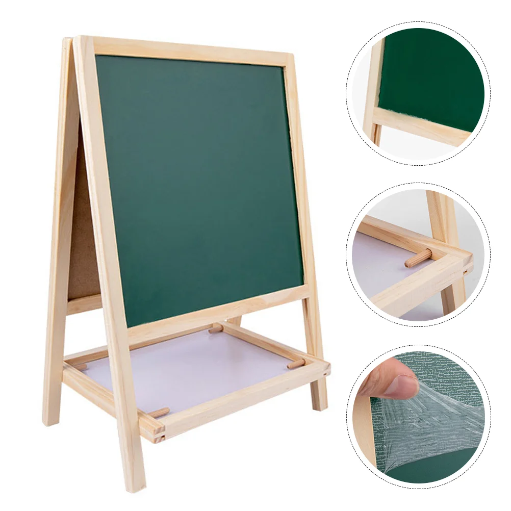 

1Pc Painting Board 2-in-1 Double Sides Drawing Board Wood Message Board