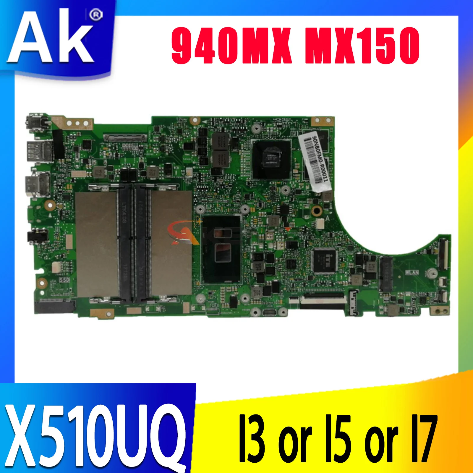 

2023 X510UQ материнская плата Vivobook 15 X510 X510UN X510UA X510UNR X510UF F510U VM510UA X510UR S510UN S5100U материнская плата для ноутбука I3 I5