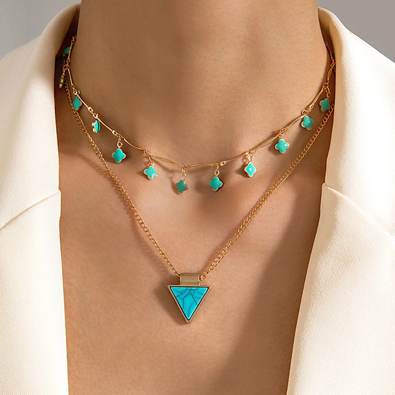 Винтажное ожерелье Tocona из зеленого камня