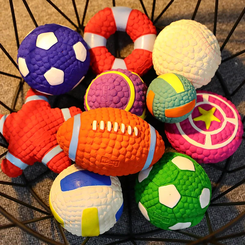

Squeaky Dog Toys Natural Latex Rubber Balls Soft Bouncy Durable for Small Medium Large Dogs Interactive Chew Fetch Play Dog Toy