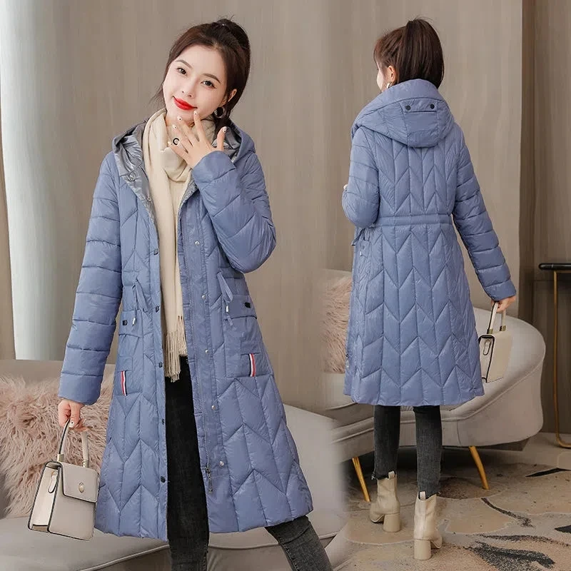 

Women's Jackets 2023 Winter New Glossy Hooded Coat Slim Warm Parker Fashion Casual Cotton Padded Thicken Long Overcoat Female