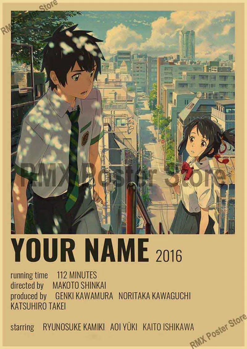 Ретро крафт-бумага манга фильм плакат аниме ваше имя плакаты домашний декор