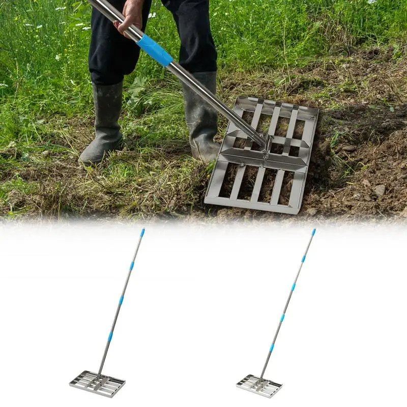 Adjustable Lawn Level Tool Lawn Leveling Rake Garden Grass Finishing Soil Lawn Leveler With Stainless Steel Pole For Yard Golf