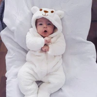 2022 spring autumn one piece romper fashion polar bear garment with wrapped feet warm cute romper baby clothes thermal pajamas