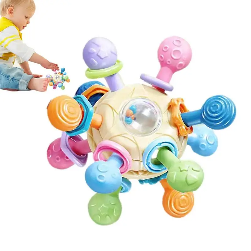 

Baby Manhattan Ball Teether Ball Grasping And Rattle Toys Sensory Teething Rattle For Intellectual And Cognitive