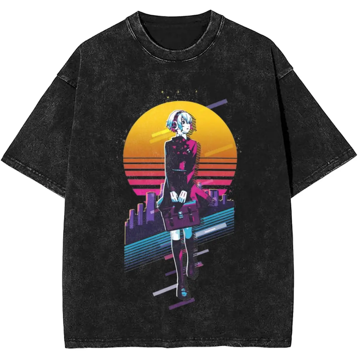 Футболка Persona 3 Reload Aigis 80s в стиле ретро футболки оверсайз из 100% хлопка хип-хоп
