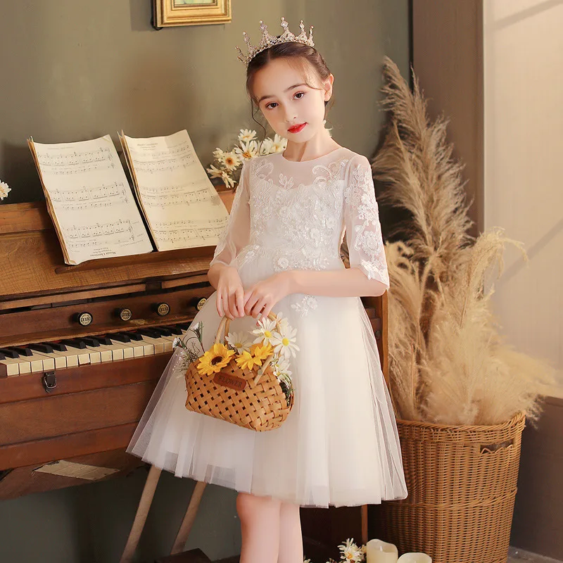 

New Girls From 5 8 To 12 Years Old Children's Ceremonial Communion Elegant Graduation Dress Concert Costume Frocks Young Clothes