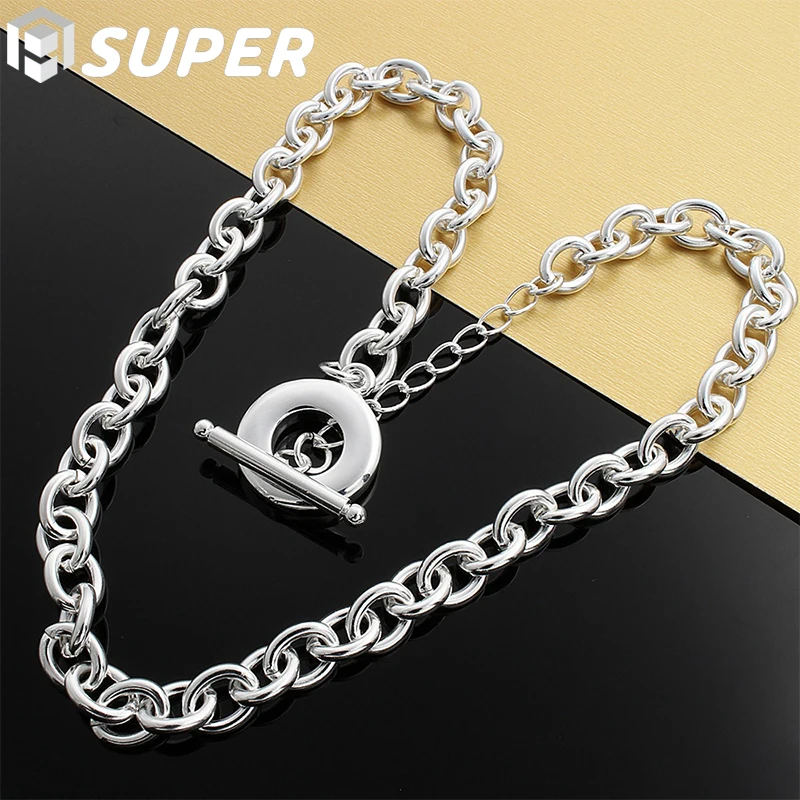 

925 Sterling Silver 18 Inches 8mm TO Chain Many Circles Necklace For Women Man Fashion Wedding Party Charm Jewelry