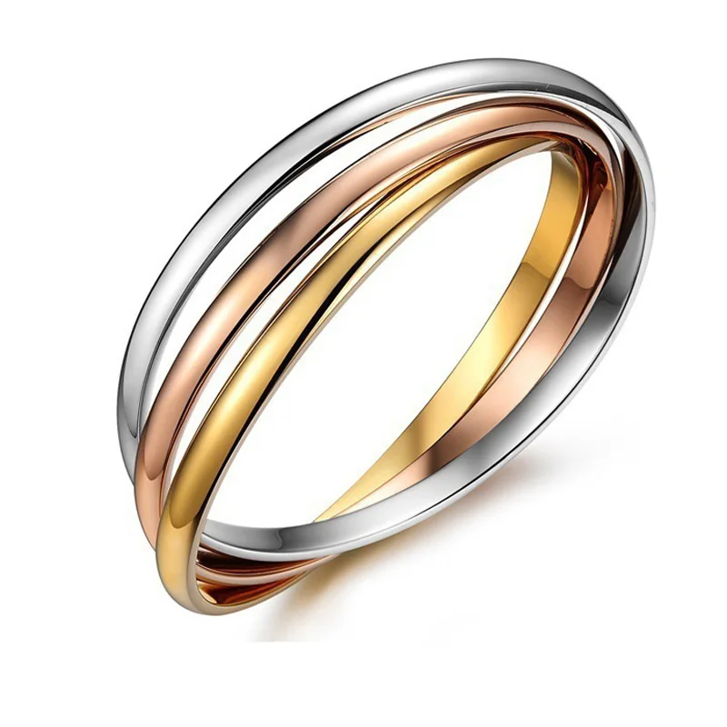

3pcs Set Stainless Steel Tricolor Bangles Women's Third Birthday Bracelet Wedding Anniversary High-end Jewelry Bracelets Gift