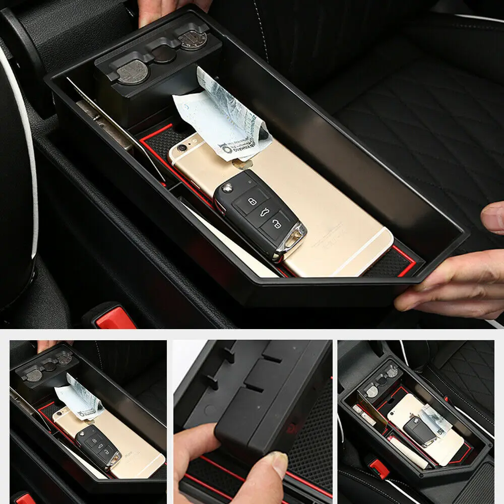 

Plastic Black Interior Armrest Storage Box Holder For VW Jetta A7 MK7 2019-2021