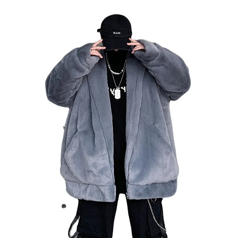 Уличная стеганая куртка для мужчин утолщенное пальто из овечьей шерсти кролика