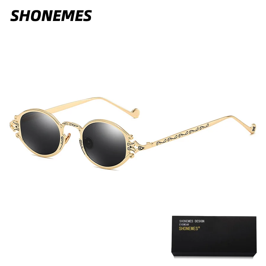 

SHONEMES Carve Sunglasses Retro Men Women Steampunk Oval Metal Frame Sun Glasses Personality Outdoor UV400 Shades for Unisex