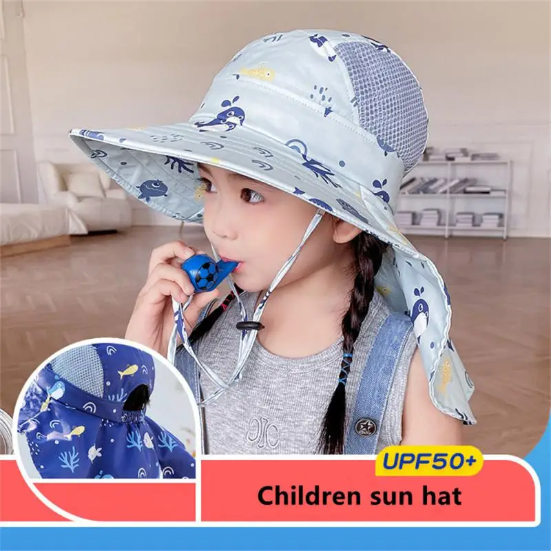 

Polyester Childrens Bucket Hat High Top Shawl Top Design Stylish And Simple Sunhat Anti-wrinkle Childrens Beach Hat Big Eaves