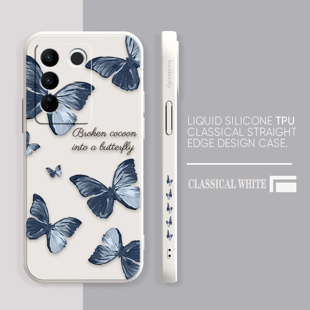 Case For VIVO S5 S6 S7 S9 S9E S10 S12 S15 S16 S16E V19 V20 V21 V23 V25 V27 PRO 5G Case Funda Cqoue Shell Capa Pretty Butterfly