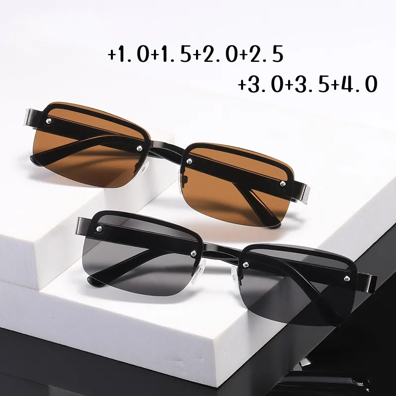 

High-quality Crystal Men's Reading Glasses Women Half Frame Natural Original Stone Vintage Business Presbyopia Eyeglasses