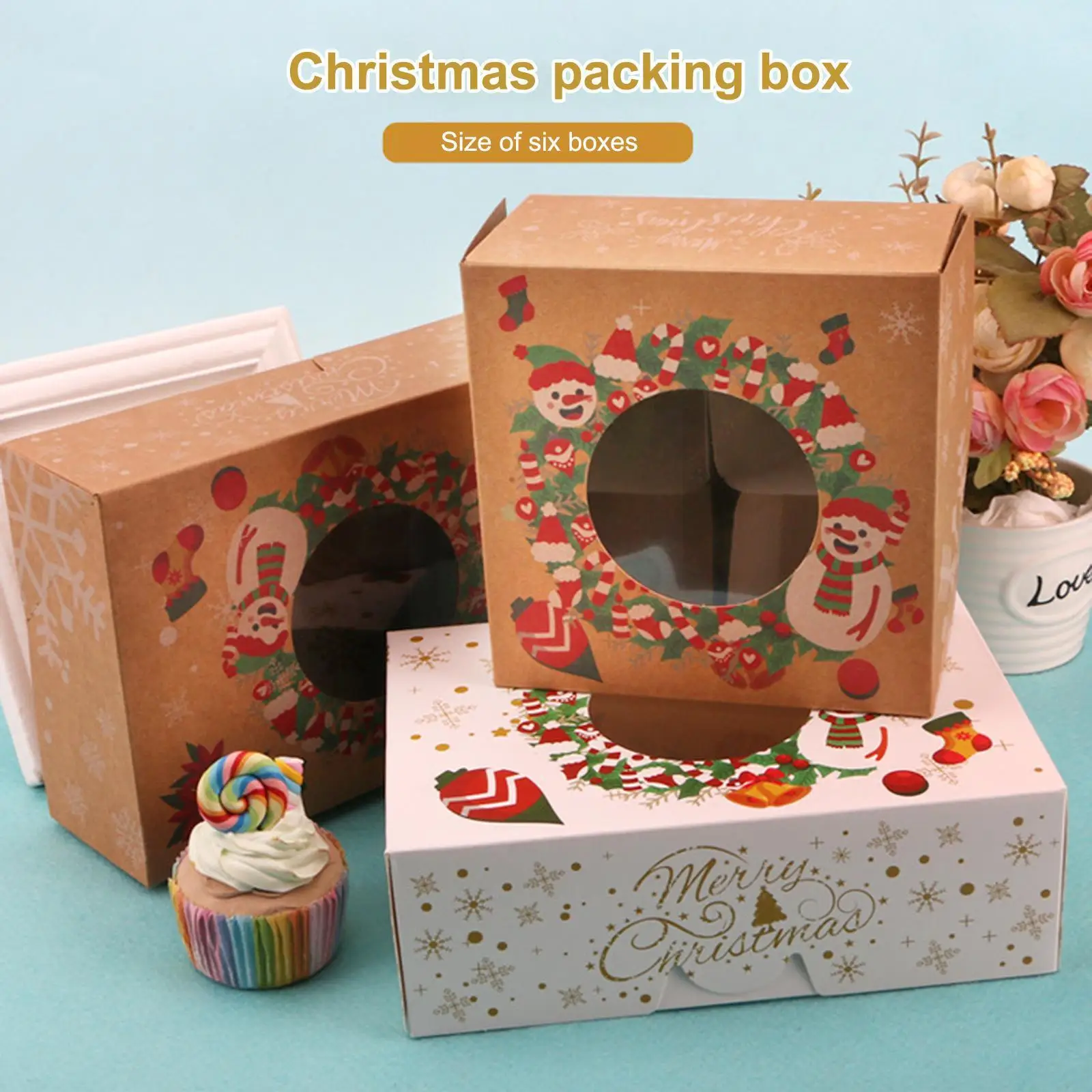 

Kraft Paper Christmas Gift Boxes Merry Christmas Decoration For Home 2022 Xmas Santa Claus Cookie Package Box New Year 2023 P1y8