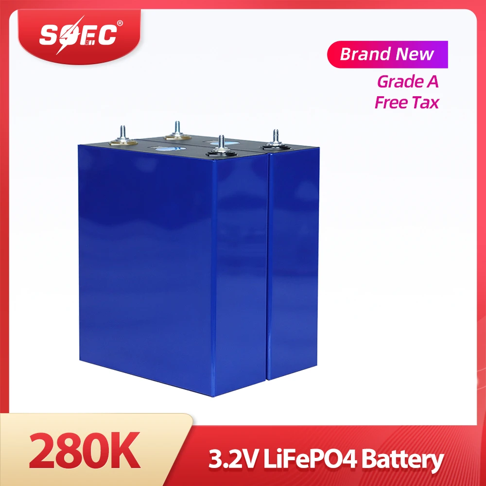 

280Ah Lifepo4 Battery Grade A 3.2V Rechargeable Lithium Iron Phosphate Cell DIY 12V 24V 48V Solar Batteri for RV EV Boat NO TAX