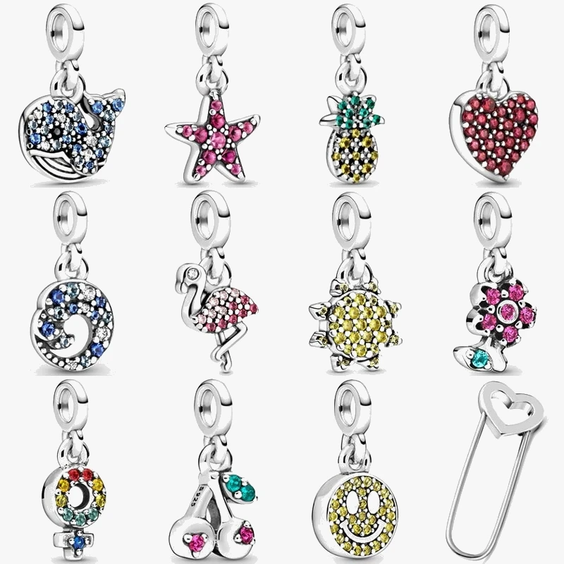 

ME Charm Sun Star My Smiling Face Pineapple Flower Pendant Beads Fit 925 Sterling Silver Original Bracelet Chain Pin DIY Jewelry